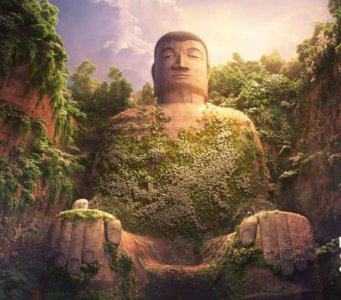​乐山大佛睁眼闭眼之谜,灵山大佛闭眼事件