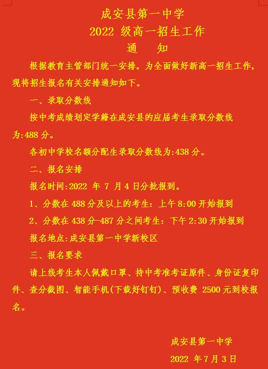 2022邯郸市高中录取分数线是多少（2022年邯郸部分区县高中录取分数线来啦）(2)