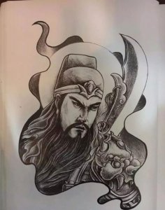 ​有太阳的满背关公纹身图案大全（传统纹身图案寓意人物篇第五集）