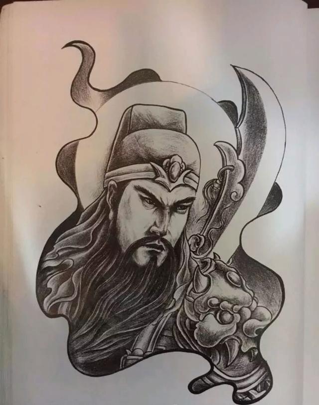 有太阳的满背关公纹身图案大全（传统纹身图案寓意人物篇第五集）(1)