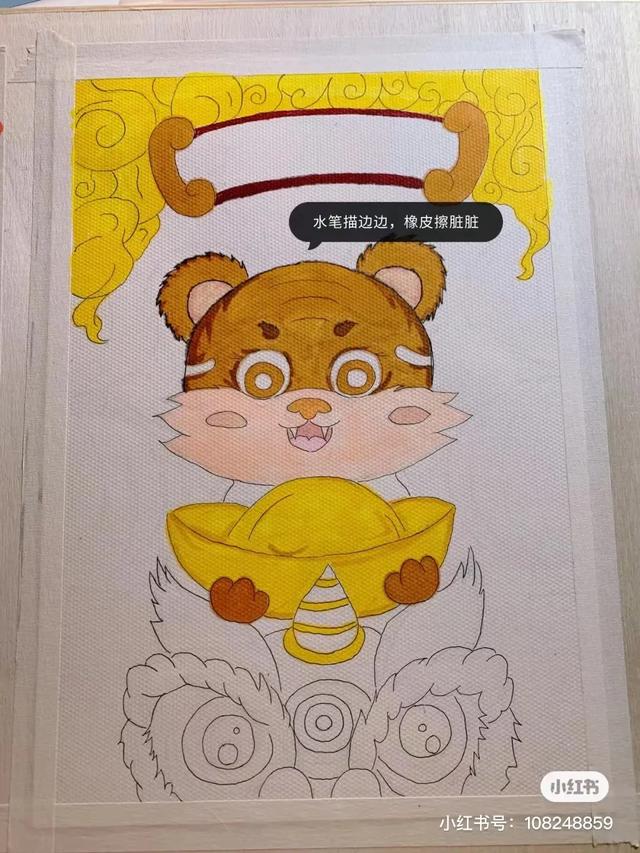 关于虎年春节喜庆画面的画（2022虎年主题迎新春）(44)