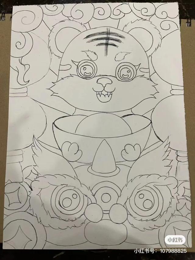 关于虎年春节喜庆画面的画（2022虎年主题迎新春）(34)