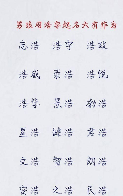 浩字用在男孩名意义,浩字用在男孩名意义