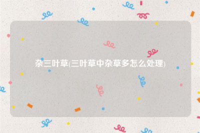 ​杂三叶草(三叶草中杂草多怎么处理)