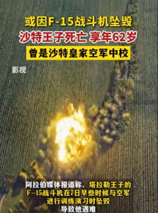 ​沙特王子，空军训练时坠毁遇难，机组无一人幸存