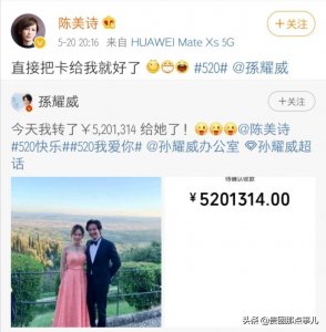 ​给妻子转账5201314元？孙耀威晒转账截图，却被网友质疑是假的